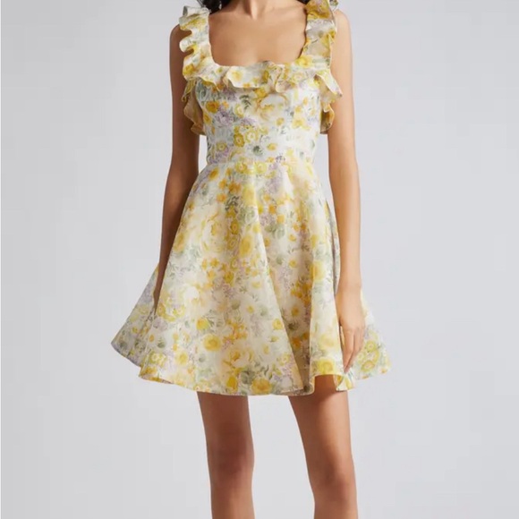 Zimmermann Floral Mini Dress in Yellow and Cream - Picture 2 of 8